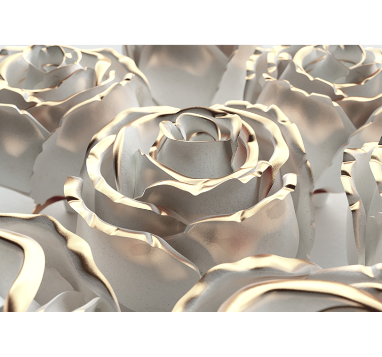 τρισδιάστατη τοιχογραφία λευκού λουλουδάτου μοτίβου - TenStickers