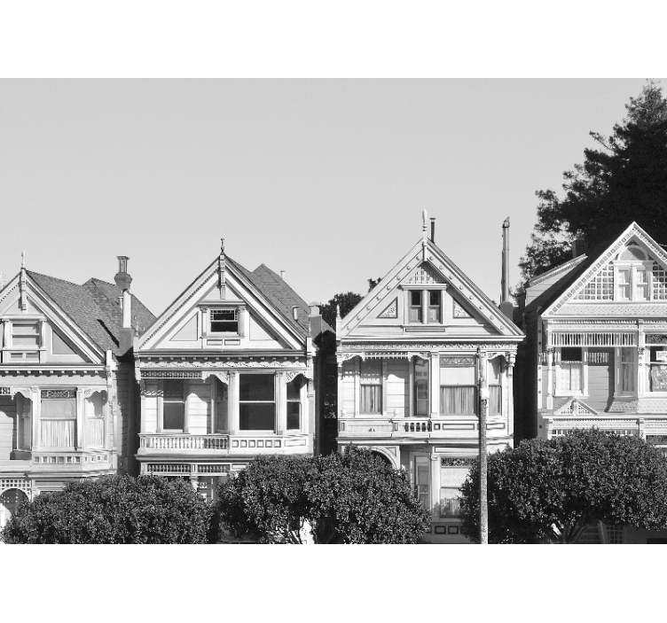 Σαν Φρανσίσκο στεγάζει ασπρόμαυρη τοιχογραφία τοίχου - TenStickers