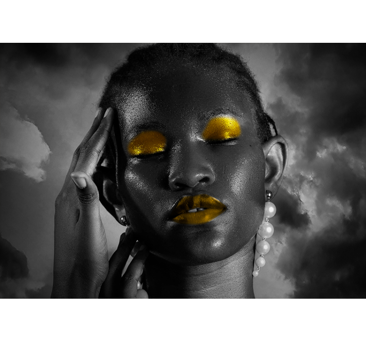 μαύρη γυναίκα με χρυσή τοιχογραφία από μακιγιάζ - TenStickers