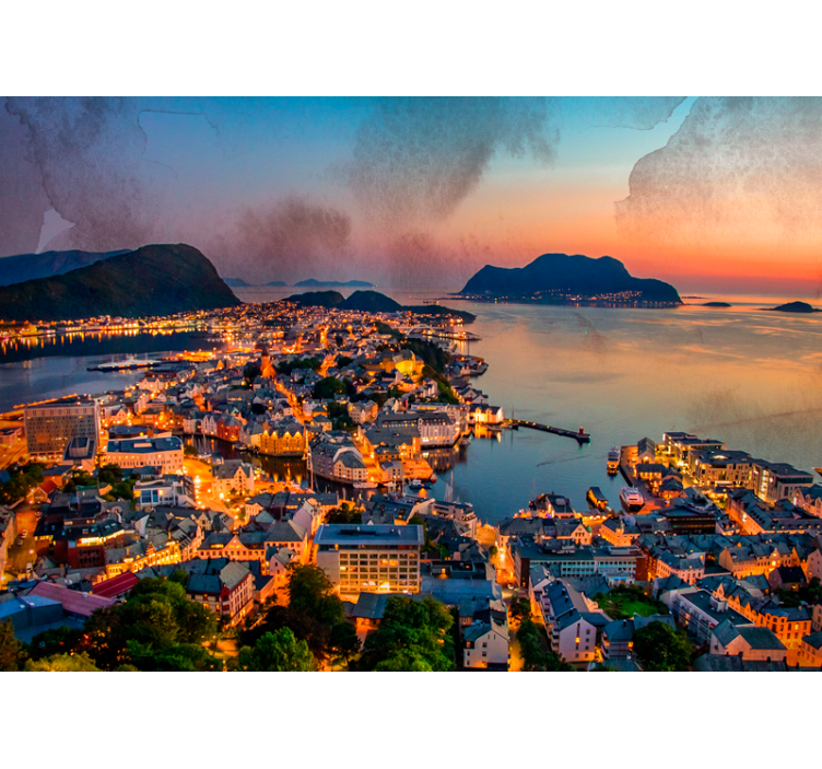 Τοιχογραφία τοίχου χιονιού της πόλης Ålesund - TenStickers