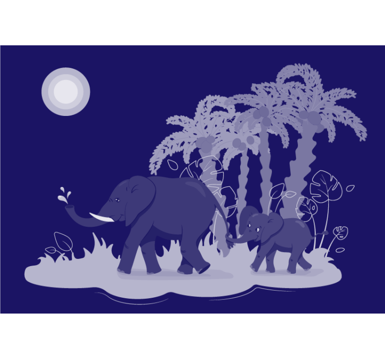 τοιχογραφία τοίχου σαλόνι με ελέφαντες ζώων - TenStickers