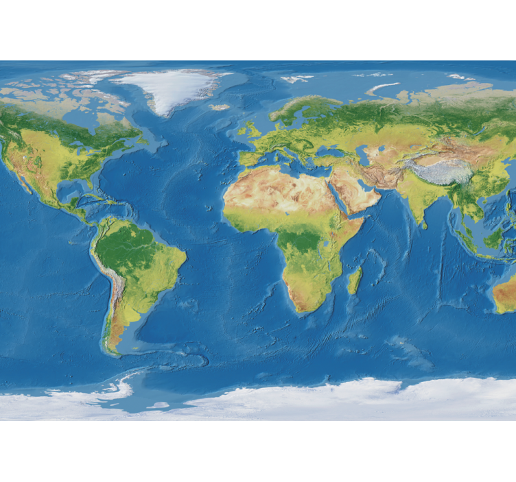 γεωγραφικός ρεαλιστικός παγκόσμιος χάρτης τρισδιάστατη τοιχογραφί - TenStickers