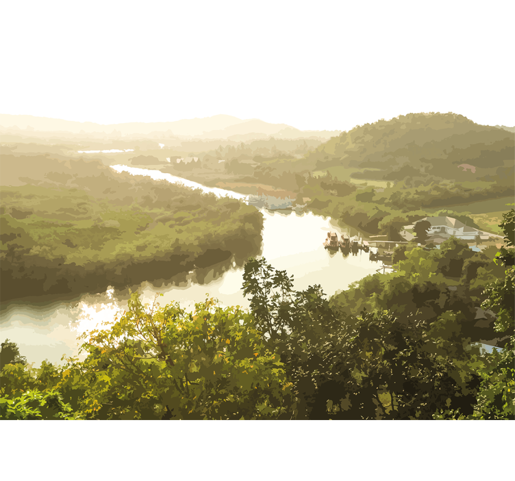Ταπετσαρία φωτογραφίας τοπίου ήρεμη θέα ποταμού - TenStickers