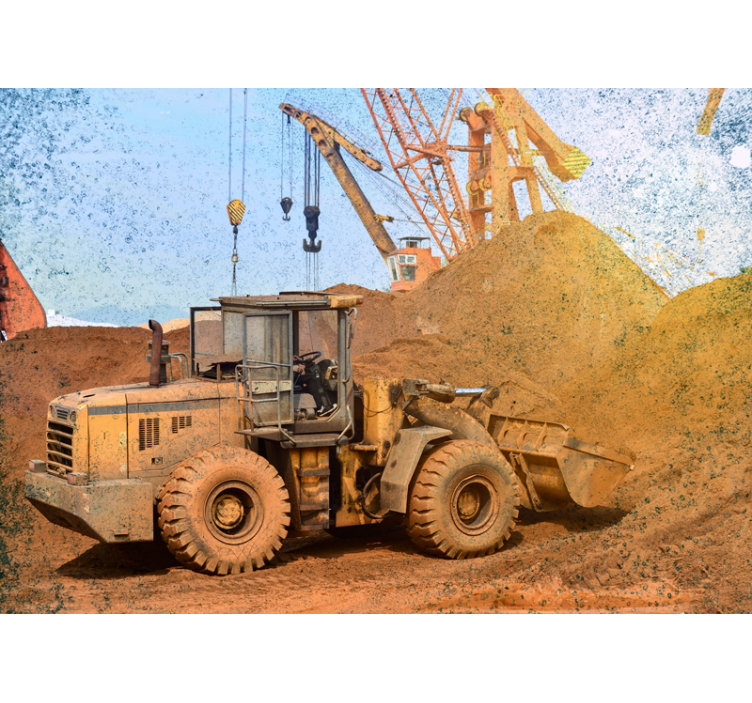 κίτρινο εκσκαφέα στη βρωμιά ταπετσαρία φωτογραφιών - TenStickers