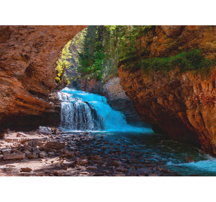 Φωτοταπετσαρία βουνού με θέα καταρράκτη - TenStickers