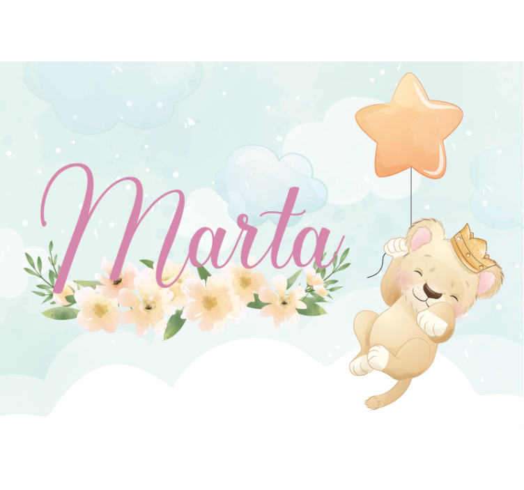 χαριτωμένο λιοντάρι για κορίτσι με όνομα photomural - TenStickers