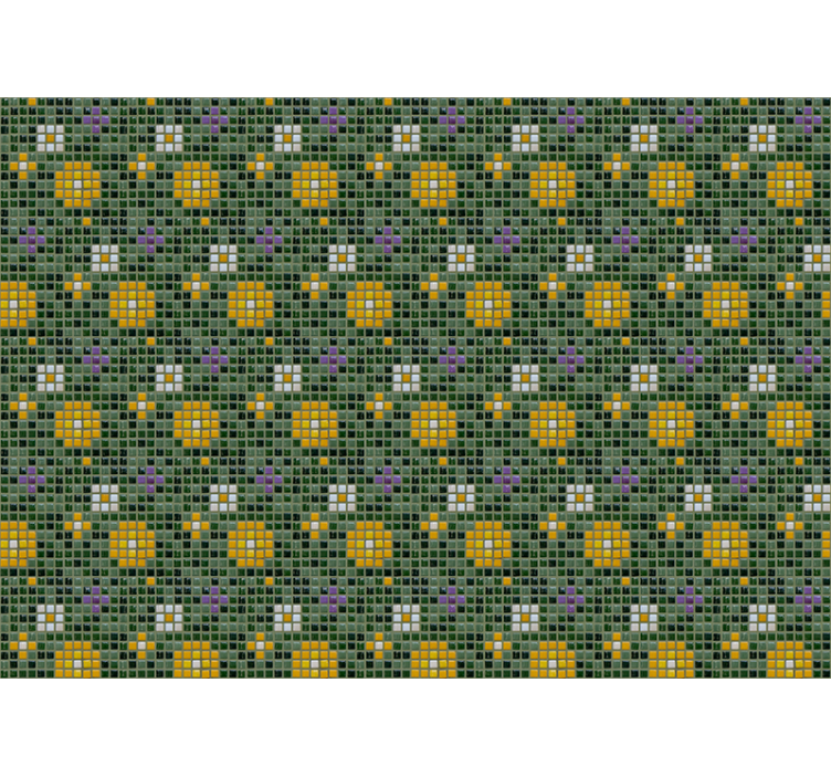 Τοιχογραφία τοίχου τουαλέτα ζωηρό πλακάκι λουλουδάτο μοτίβο - TenStickers