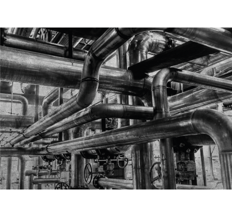 βιομηχανική τσιμεντένια τοιχογραφία με σωλήνες τοίχου - TenStickers