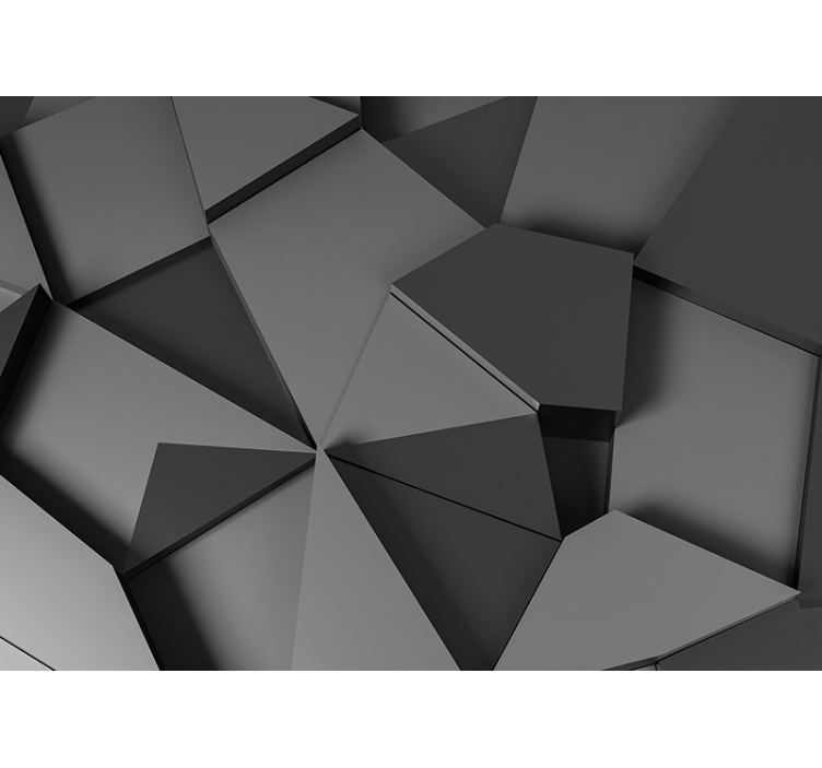 γκρι γεωμετρικά 3d σχήματα τοιχογραφία τοίχου - TenStickers