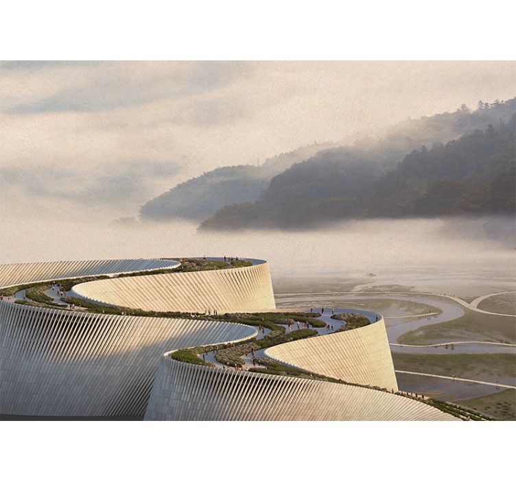 Ταπετσαρία φωτογραφίας τοπίου Καμπύλη Αρχιτεκτονική Μορφή - TenStickers