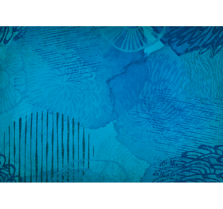 γαλάζιο γεωμετρικό σχέδιο τοιχογραφία τοίχου - TenStickers