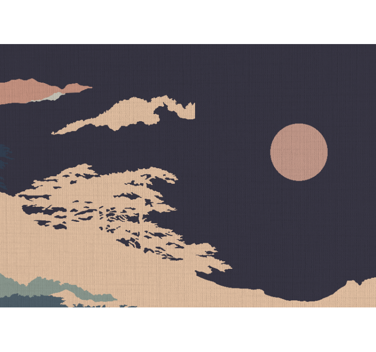 Σκοτεινή καλλιτεχνική τοιχογραφία δάσους σε στυλ "japandi style". - TenStickers