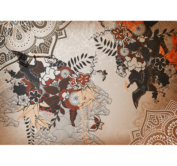 Φωτοταπετσαρία μαντάλα με λουλουδάτα σχέδια - TenStickers