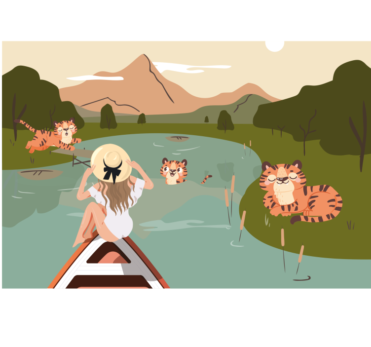 Τοιχογραφίες για Κρεβάτι Σκηνή Περιπέτειας Τίγρης - TenStickers
