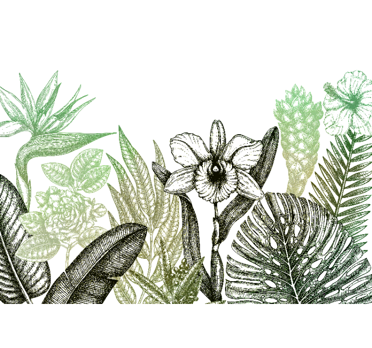 Φωτοταπετσαρία με λουλούδια Σχεδίαση βοτανικών λουλουδιών - TenStickers