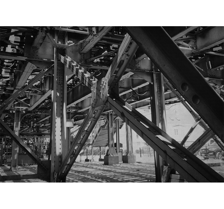 βιομηχανικό κτίριο μαύρη μοντέρνα τοιχογραφία - TenStickers