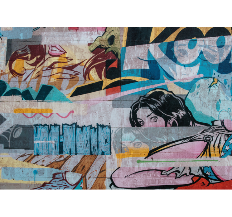 πρωτότυπη πολύχρωμη τοιχογραφία αστικής τέχνης γκράφιτι - TenStickers