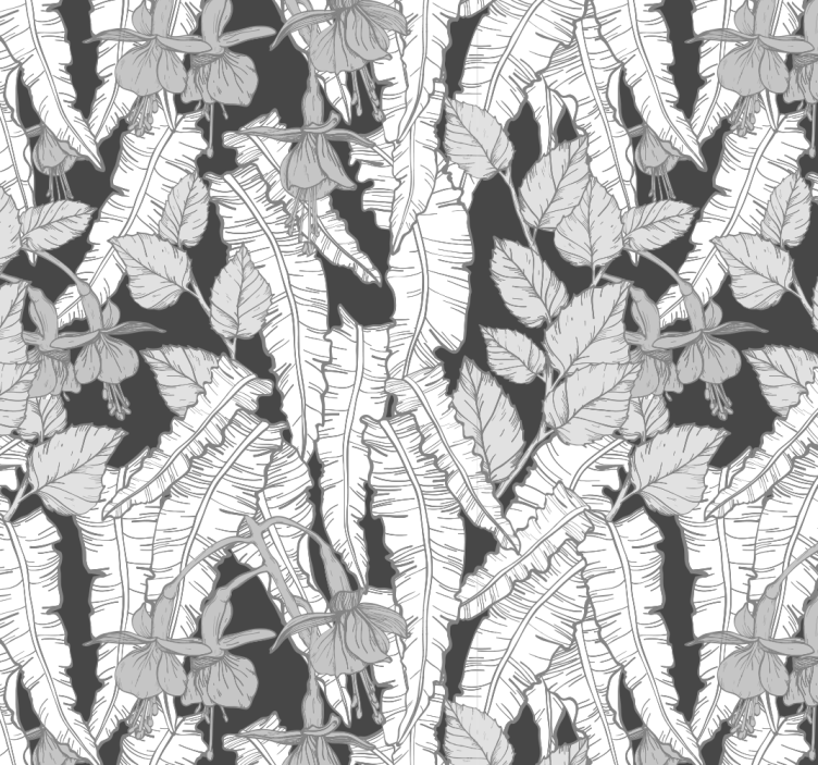 Τοιχογραφία τοίχου γκρι σχέδιο τροπικού δάσους - TenStickers