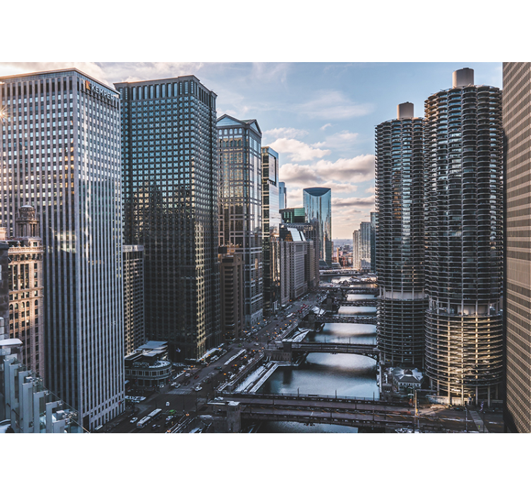 Φωτοταπετσαρία αστικού και αγροτικού τοπίου Θέα του Σικάγο - TenStickers