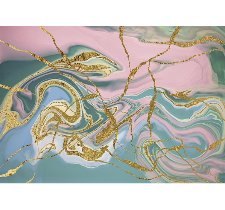 τοιχογραφία από μάρμαρο από χρυσό τυπωμένο ύφασμα - TenStickers