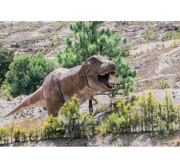 Το t-rex τρέχει σε παιδικές τοιχογραφίες στα βουνά - TenStickers