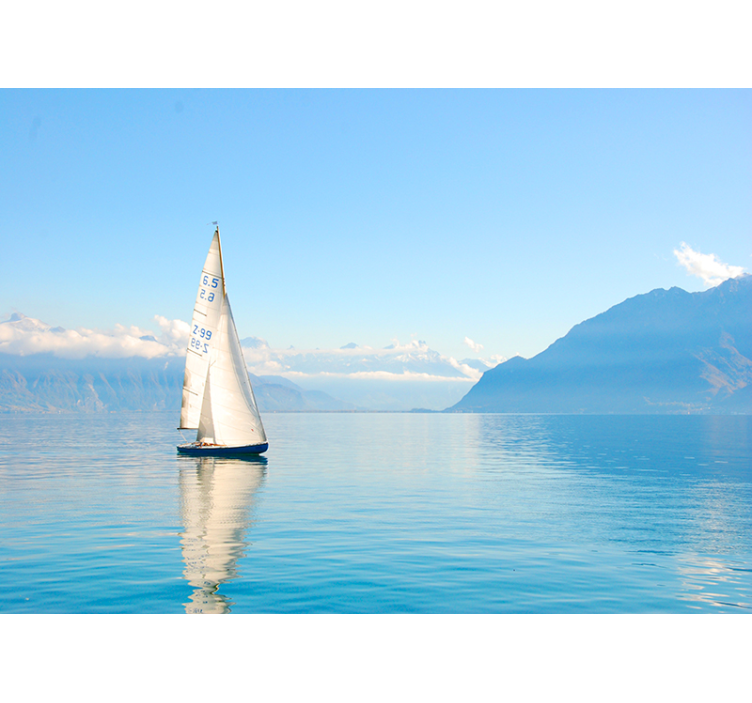 ωκεανός με ιστιοφόρα κάτω από την τοιχογραφία της θάλασσας - TenStickers