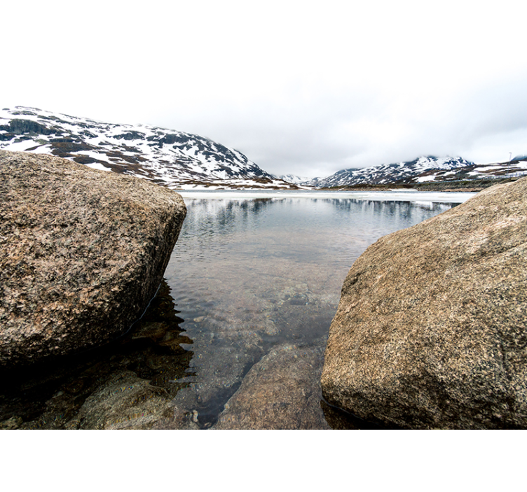 Νορβηγία ποτάμια και τοιχογραφία στο βουνό της λίμνης - TenStickers
