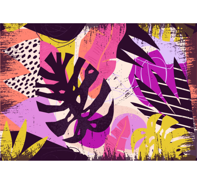 Grunge monstera αφήνει τοιχογραφία τοίχου - TenStickers