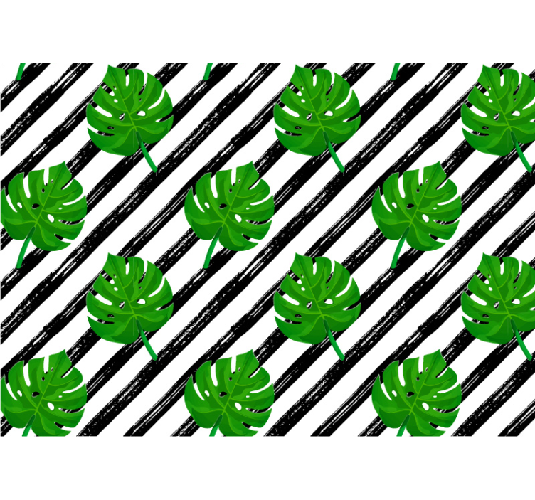 ριγέ monstera αφήνει τοιχογραφία φύσης - TenStickers