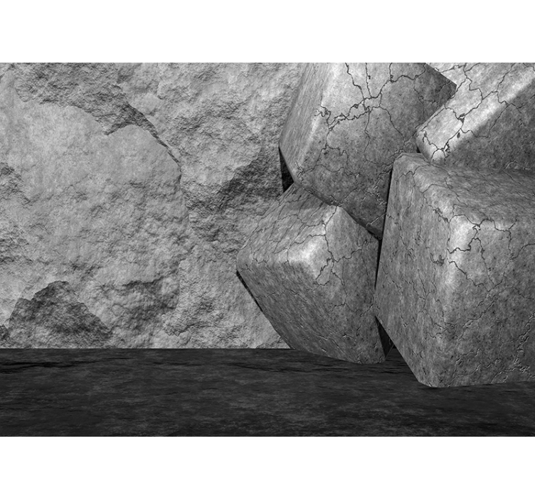 αφηρημένη τρισδιάστατη τοιχογραφία από πέτρινο τοίχο - TenStickers