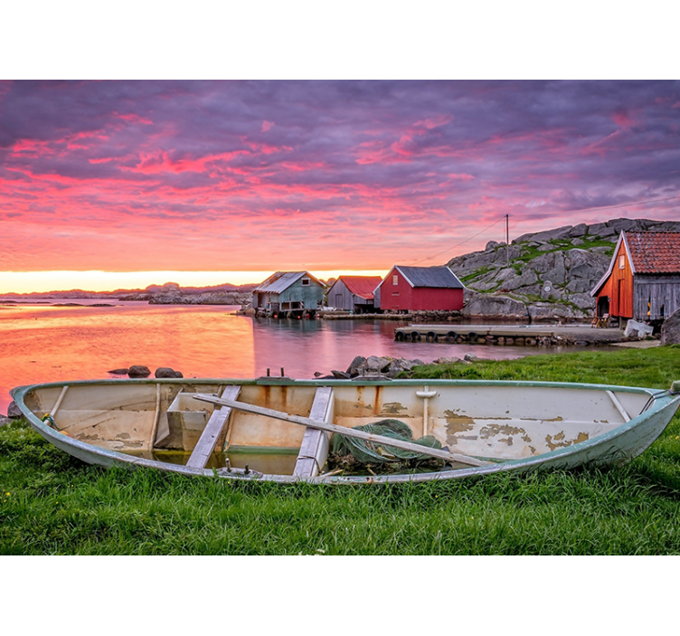 βάρκα σε τοιχογραφία της Νορβηγίας - TenStickers