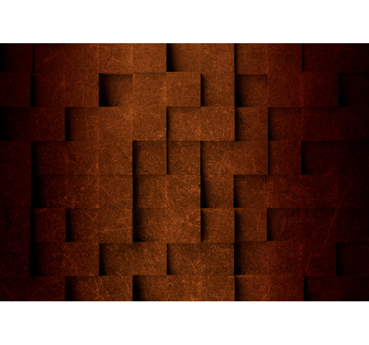 καφέ γεωμετρική μωσαϊκή τρισδιάστατη τοιχογραφία - TenStickers