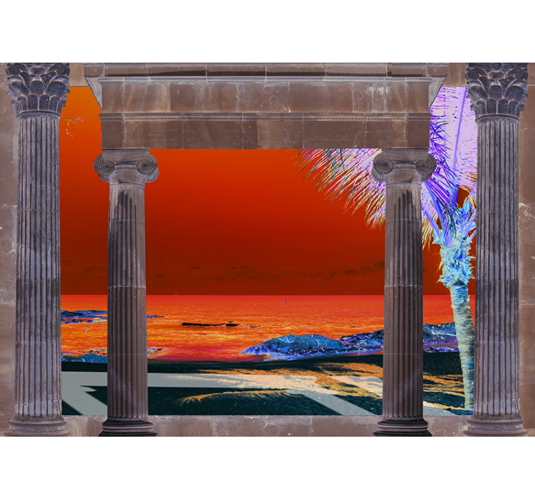 θέα στη θάλασσα της τοιχογραφίας της ακτής της Καραϊβικής - TenStickers