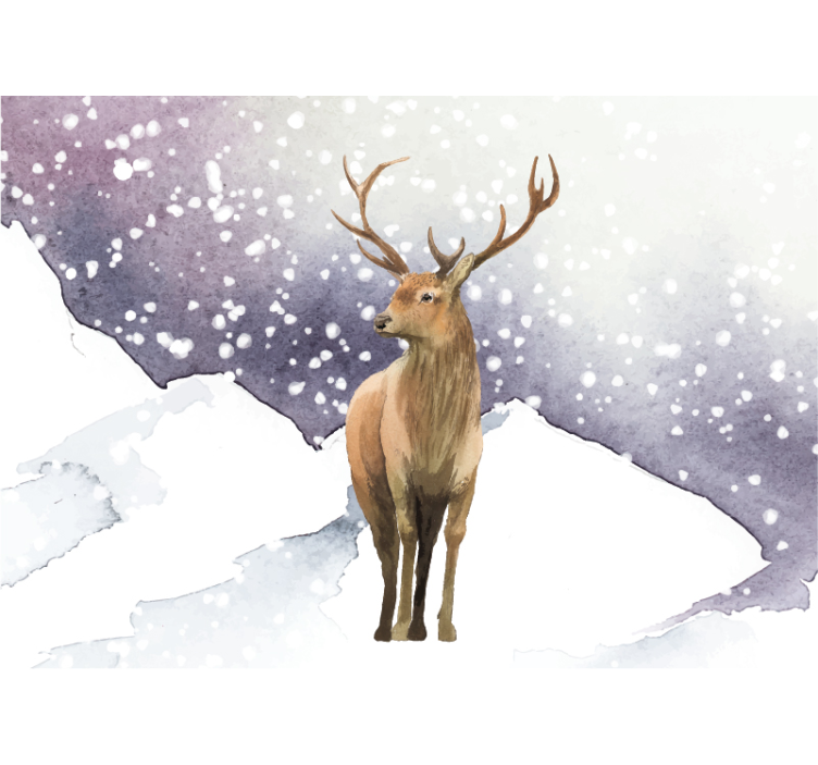 ελάφι σε τοιχογραφία με λεπτομέρειες από χιόνι - TenStickers