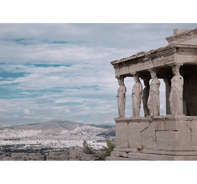 ελληνικές λευκές κολόνες και περιστέρια τρισδιάστατη τοιχογραφία - TenStickers