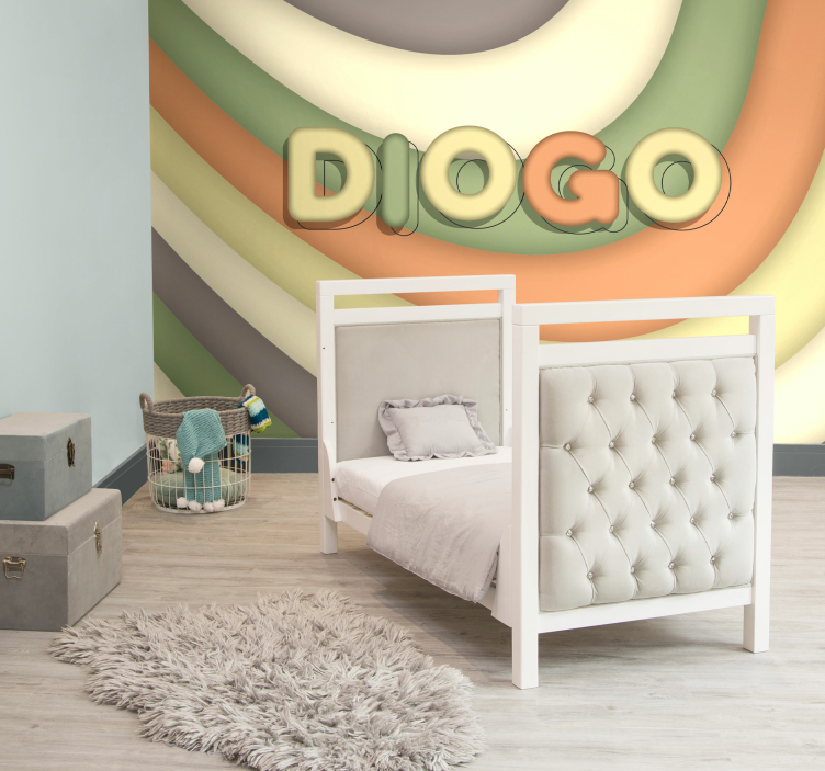 Τοιχογραφίες για Κρεβάτι καμπύλες ρίγες με όνομα - TenStickers