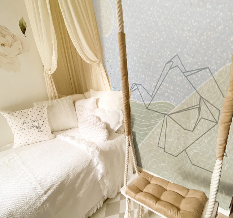 Τοιχογραφίες για Κρεβάτι σχέδιο ιαπωνικών ελεφάντων - TenStickers