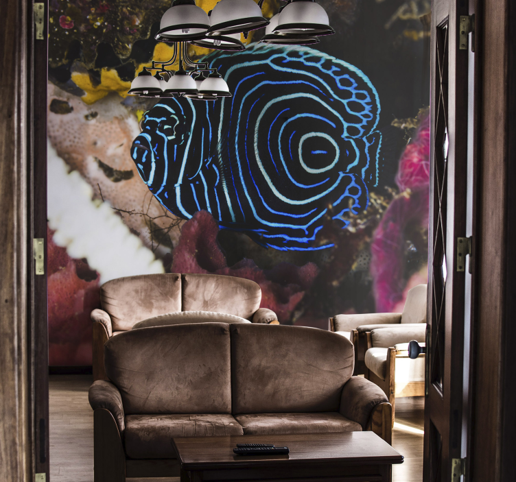 Ζωικά τοιχογραφίες με μπλε μοτίβα ψαριών - TenStickers