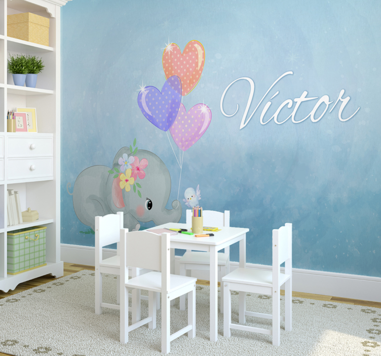 τοιχογραφία παιδικού ελέφαντα εξατομικευμένη - TenStickers
