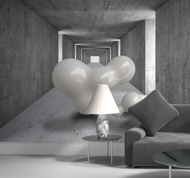 μπαλόνια που επιπλέουν μέσα από τοιχογραφία τρισδιάστατης σήραγγα - TenStickers