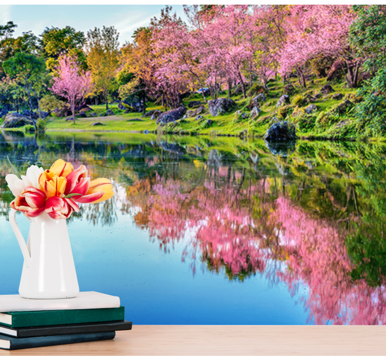 όμορφη τοιχογραφία δέντρων με άνθη κερασιάς - TenStickers