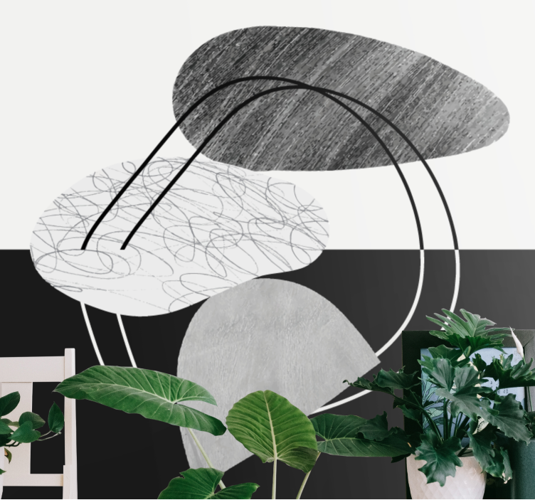 ασπρόμαυρες πέτρινες αφηρημένες τοιχογραφίες τοίχου - TenStickers