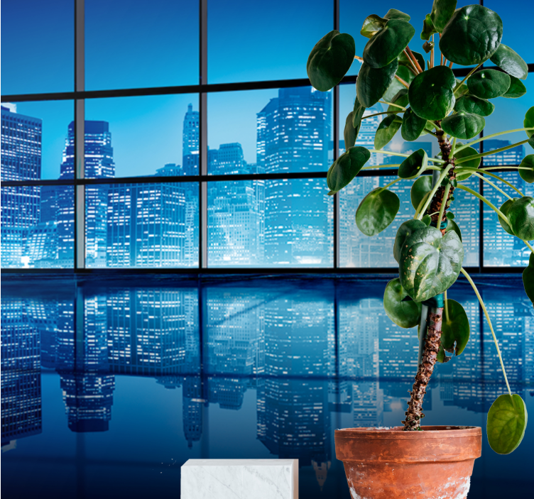μπλε μοντέρνο παράθυρο τοιχογραφία τοίχου της Νέας Υόρκης - TenStickers