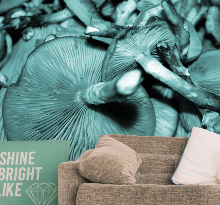 μπλε μανιτάρια στρείδια βράγχια τοιχογραφία φύσης - TenStickers