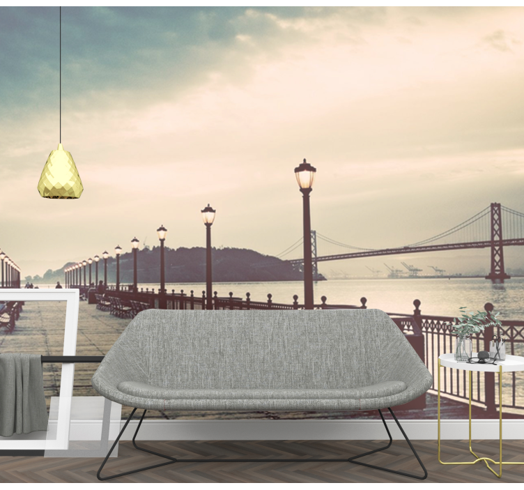 γέφυρα με τοιχογραφία τοίχου φώτα του δρόμου - TenStickers