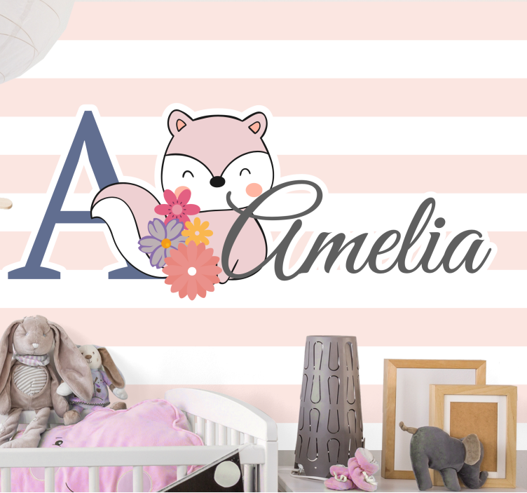 Τοιχογραφίες για Κρεβάτι Σχεδίαση Γλυκού Αλεπού - TenStickers