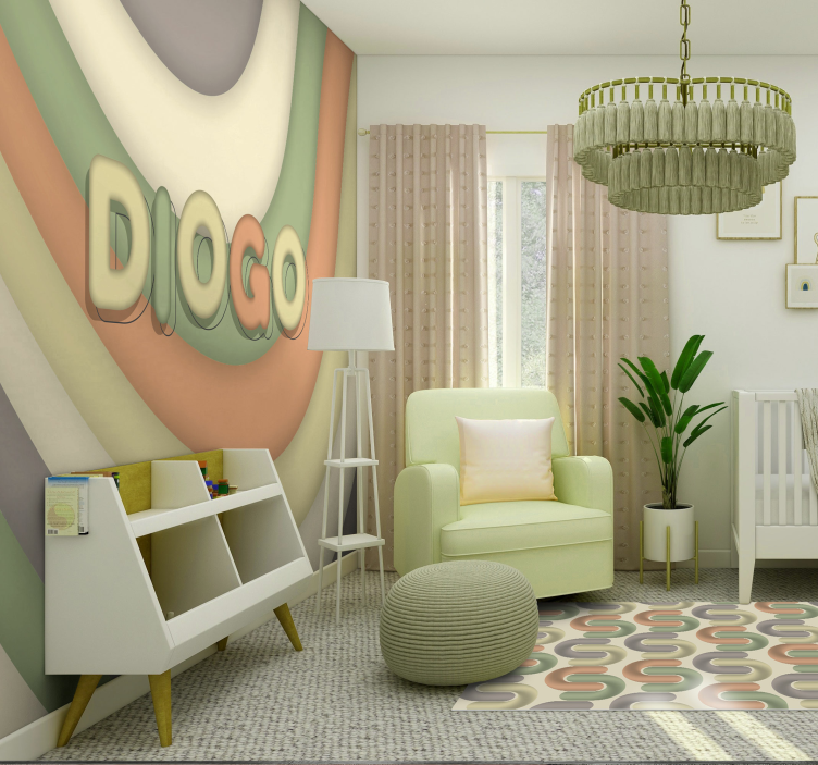 Τοιχογραφίες για Κρεβάτι καμπύλες ρίγες με όνομα - TenStickers