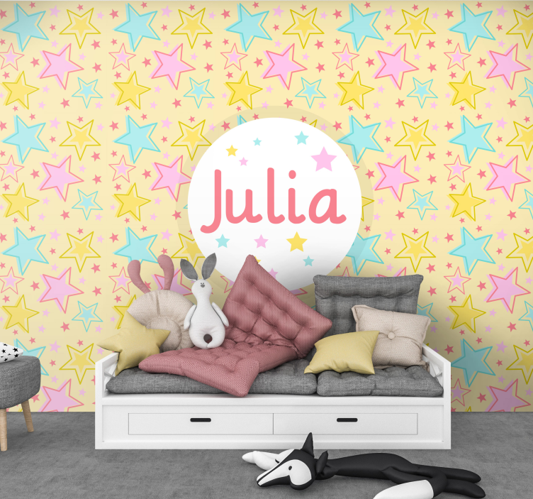 Τοιχογραφίες για Κρεβάτι εξατομικευμένο σχέδιο με αστέρια - TenStickers