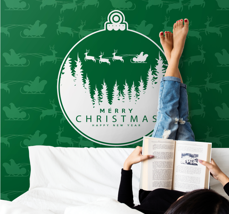 Χριστουγεννιάτικα ταπετσαρία Χαρούμενο Χειμωνιάτικο Τοπίο - TenStickers