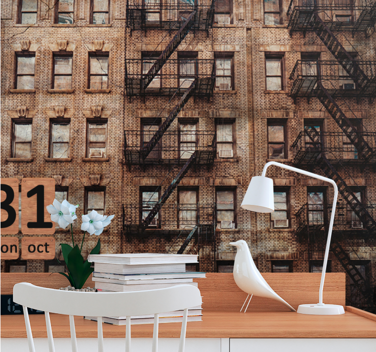 Φωτοταπετσαρία αστικού και αγροτικού τοπίου Τοίχος Τούβλου - TenStickers